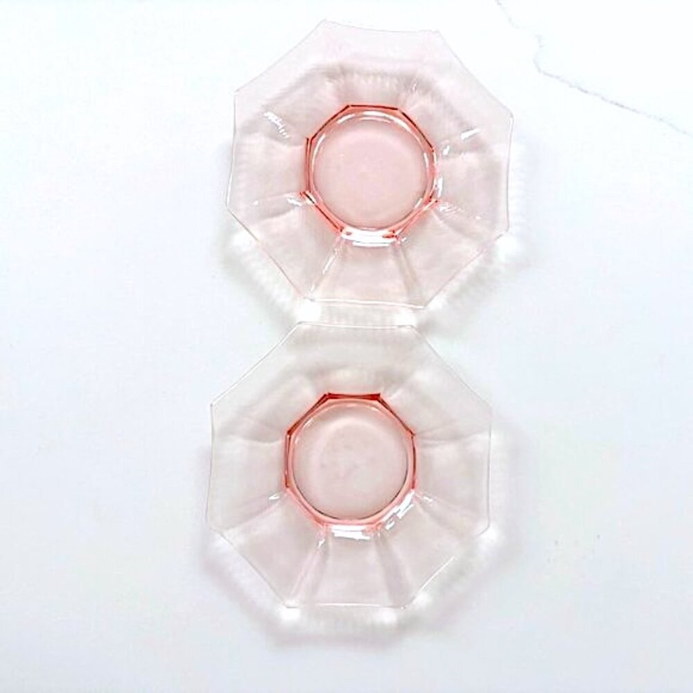 Cambridge Octagonal Pink Depression Glass Dessert Plates Set of 2